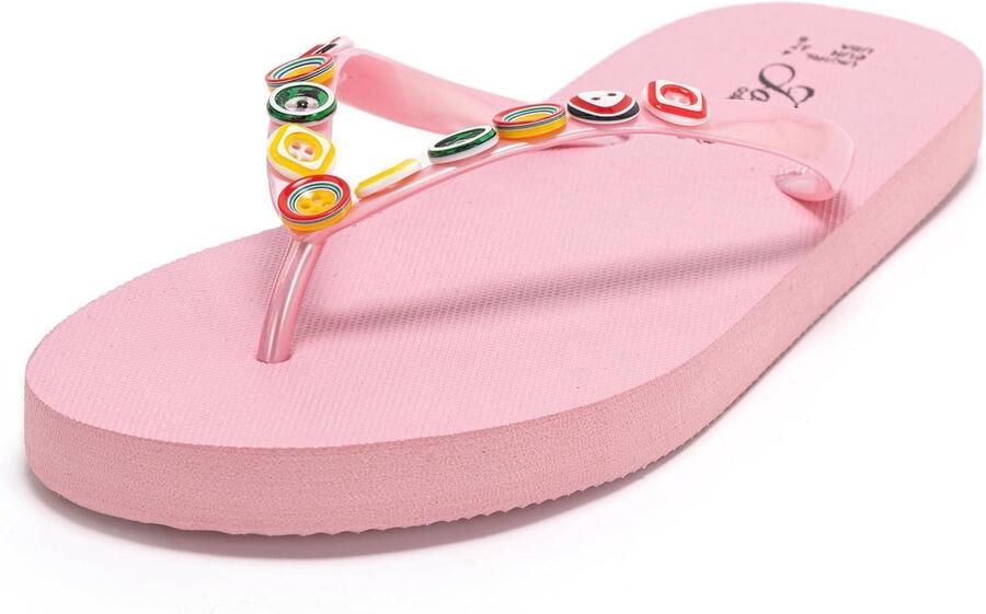 Dames Teenslippers Zomer Sandalen met Decoratieve Knopen Zacht en Slipvast