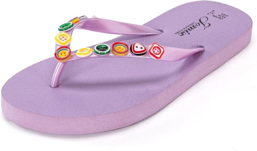 Dames Teenslippers Zomer Sandalen met Decoratieve Knopen Zacht en Slipvast Strand & Douche