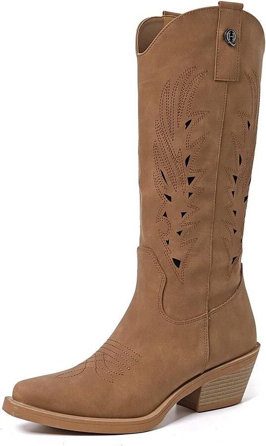 Dames Texaanse Cowboylaarzen met Hak en Perforatie