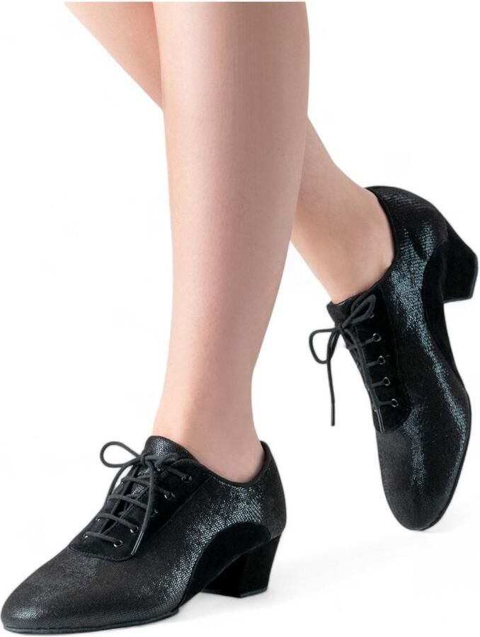 Dames trainingsschoen Brienne van Anna Kern Stijlvolle trainingsschoen Zacht zwart suède met gouden textiel Maximale flexibiliteit en bewegingsvrijheid hak Suede buitenzool ANNA KERN Zwart