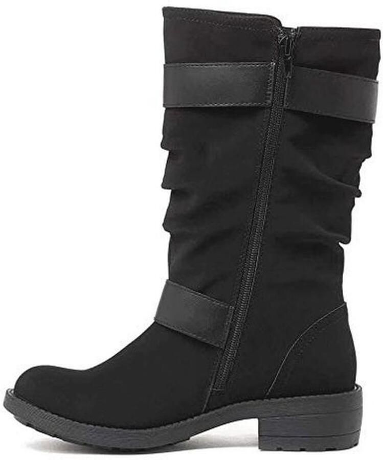 Dames Trumble Biker Laarzen met Dubbele Gesp en Rits