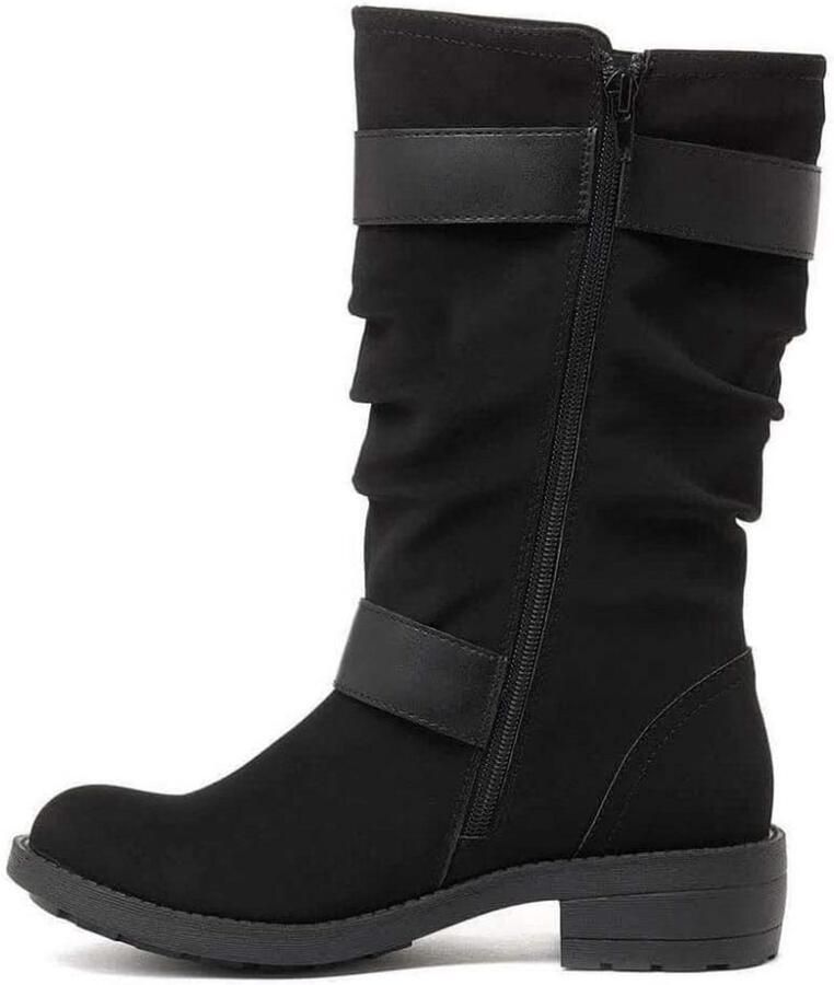 Dames Trumble Biker Laarzen met Dubbele Gesp en Rits