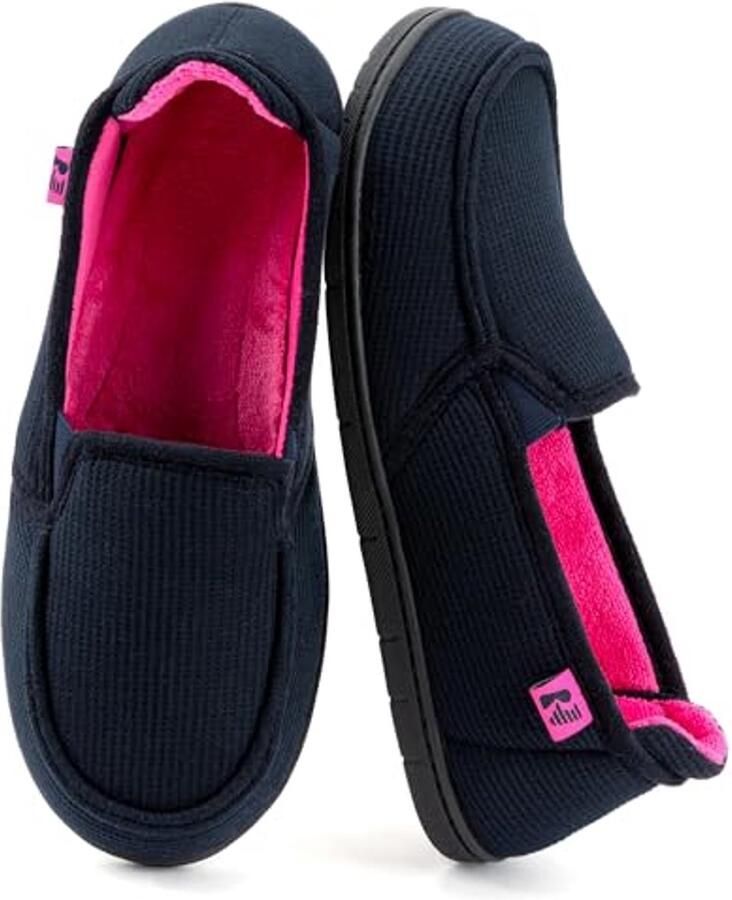 Dames tweekleurige instappers met capuchon en uitneembare binnenzool