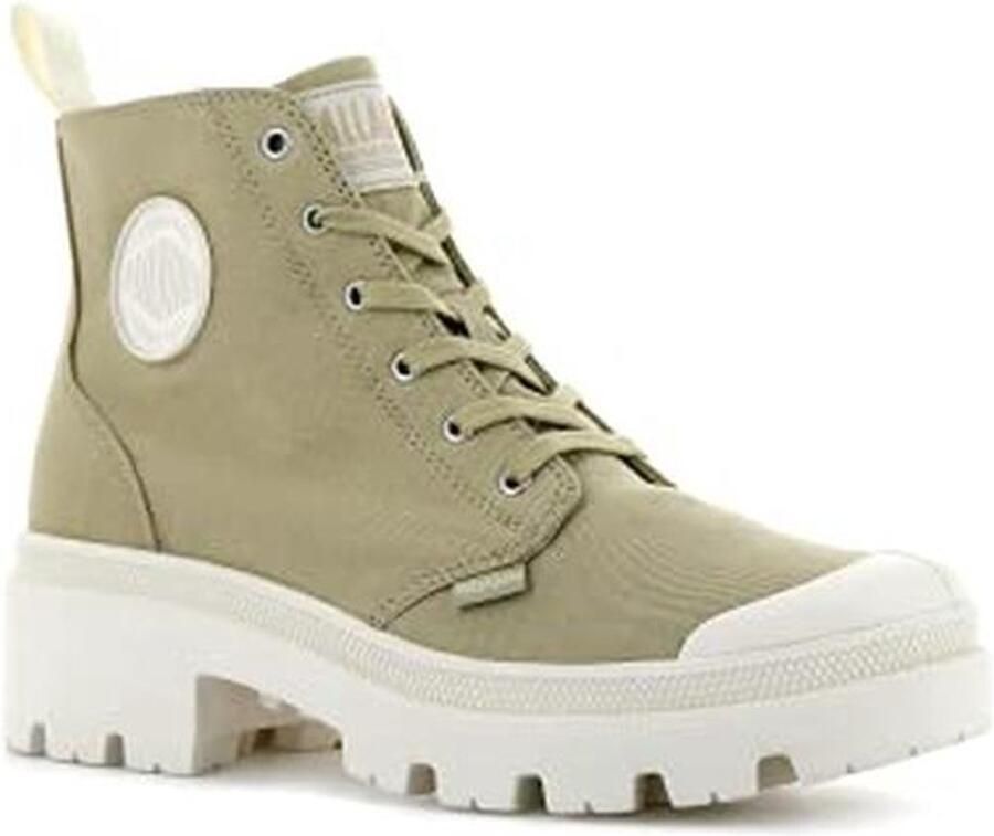Dames hoge sneakers met militaire look en rubberen neus