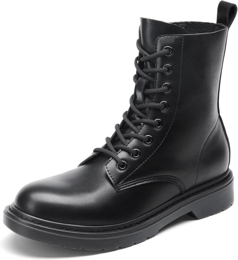 Dames Veterboots Zwart Enkellaarsjes met Rits