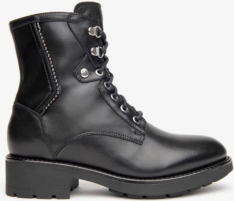 Dames Veterboots Zwart Leer met Comfortabele Pasvorm