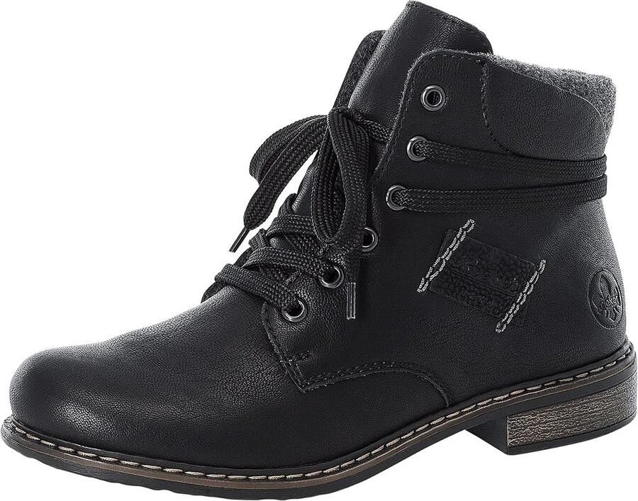 Dames veterboots zwart met rits en comfortabele zool