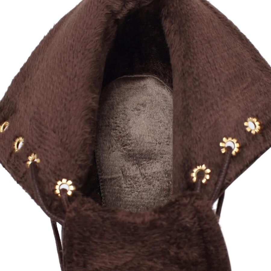 Dames Veterlaarzen met Blokhak en Warme Voering Enkellaarsjes