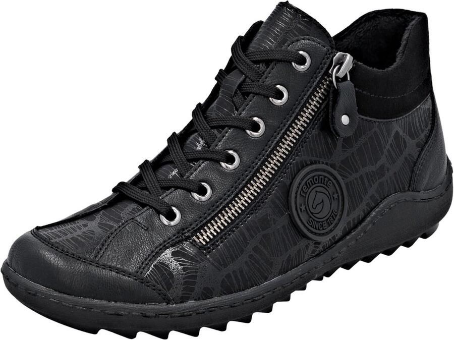 Comfortabele zwarte veterlaarzen met ritssluiting Dames