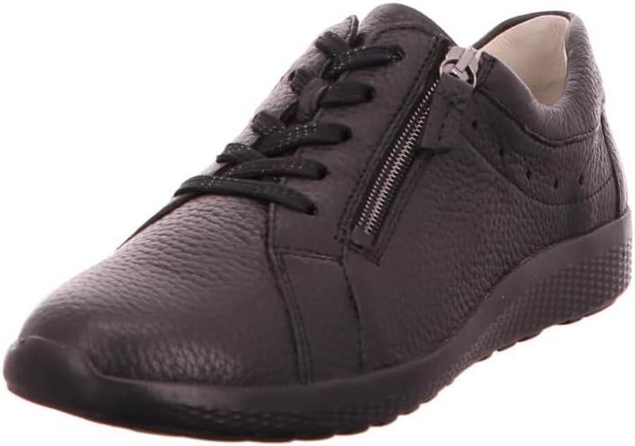 Dames Veterschoenen Leer Zwart Comfortabele Vrije Tijd Schoen