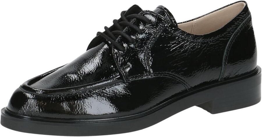 Dames Veterschoenen Oxford Stijl Zwart Lak Kwaliteitsschoenen