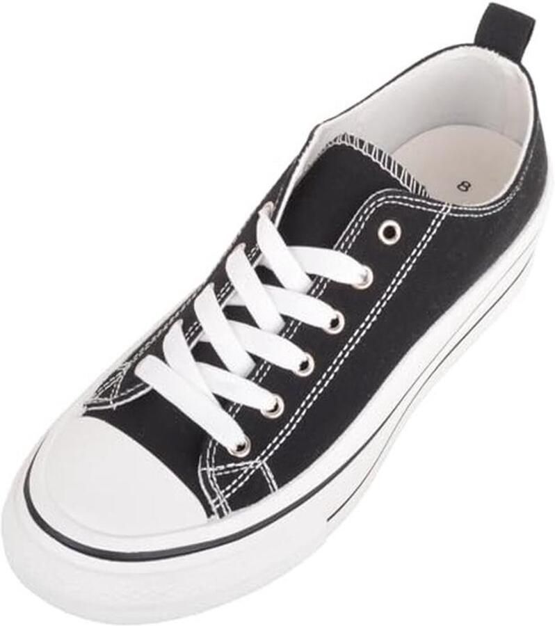 Dames Vetersluiting Casual Canvas Sneakers met Dikke Plateauzool