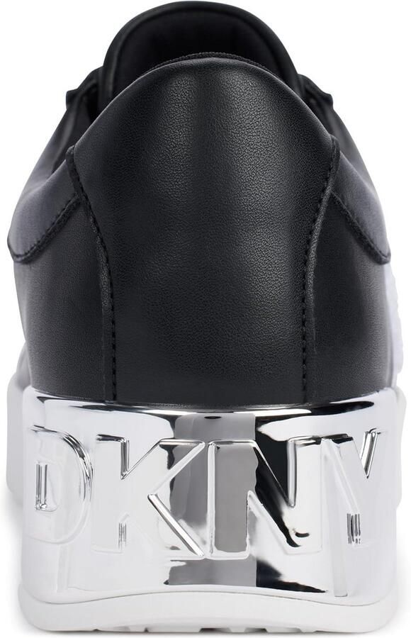 Dames vetersneakers met glad leer en gespiegelde hakdetail