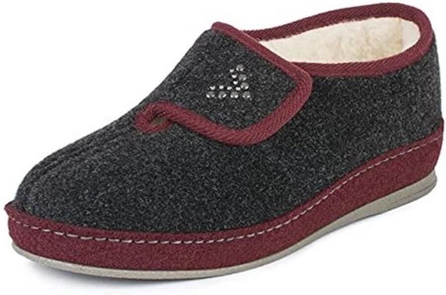 Dames Vilten Pantoffels Warm Gevoerd Antislip Klittenbandsluiting