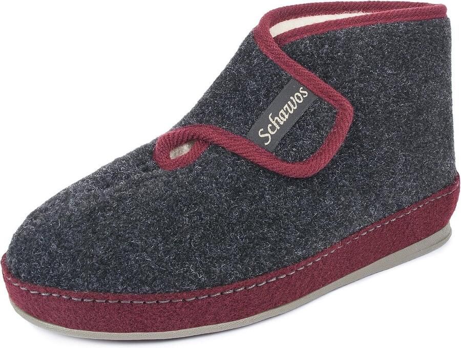 Dames vilten pantoffels warm gevoerd scheerwol klittenbandsluiting huislaarzen