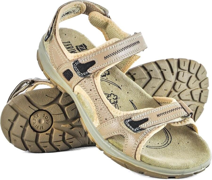 Dames Wandelsandalen Leer met Klittenband: Comfortabele Zomersandalen