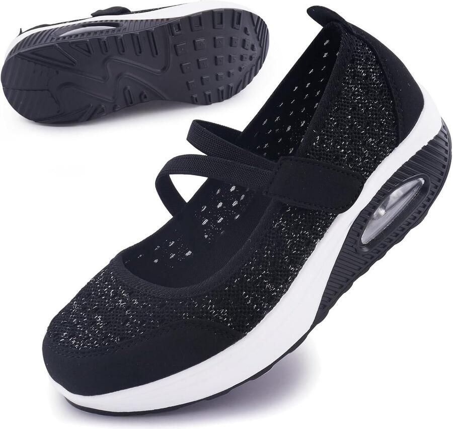 Dames Wandelschoenen met Klittenband Lichtgewicht Ademende Sportschoenen