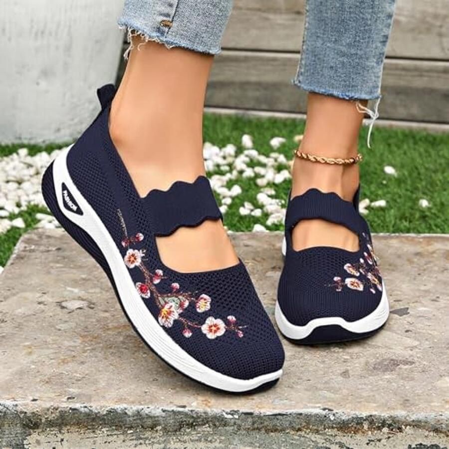 Dames Wandelschoenen Orthopedisch en Ademend Lichtgewicht en Slip-On
