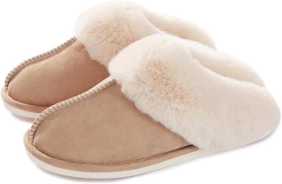 Dames Warm Winter Slippers Nepbont Zacht Plat Pluche Pantoffels Antislip Outdoor Indoor met super kwaliteit