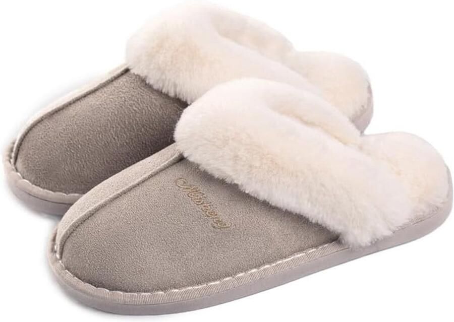 Dames Warm Winter Slippers Nepbont Zacht Plat Pluche Pantoffels Antislip Outdoor Indoor met super kwaliteit