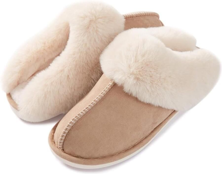 Dames Warm Winter Slippers Nepbont Zacht Plat Pluche Pantoffels Antislip Outdoor Indoor met super kwaliteit