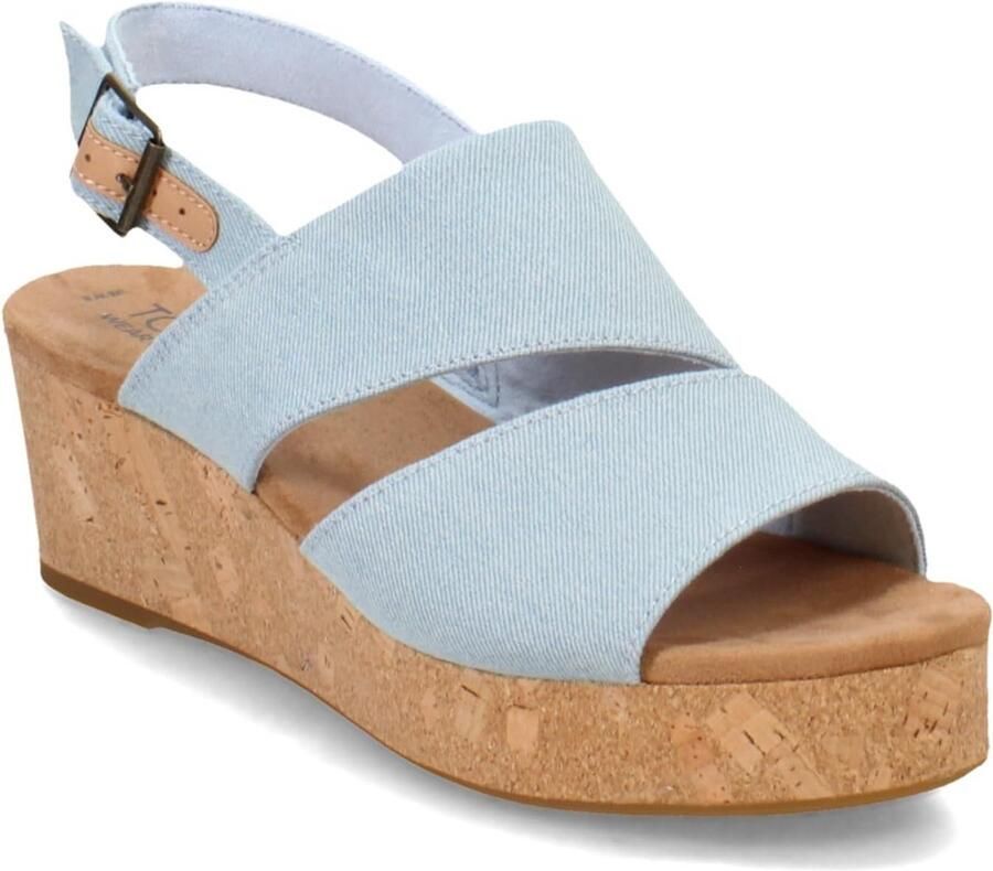 Dames Wedge Sandaal met Verstelbare Bandjes Pastel Blauw Denim