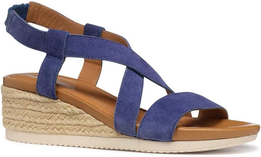 Dames Wedge Sandalen Blauw Leer