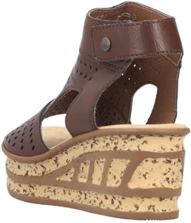 Dames Wedge Sandalen Bruin met Haak-en-lussluiting - Foto 1