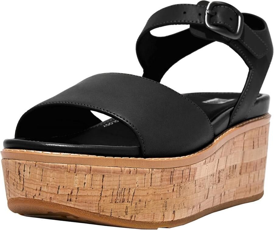 Dames Wedge Sandalen Leer Comfortabele Zomer Sandaal met Brede Banden