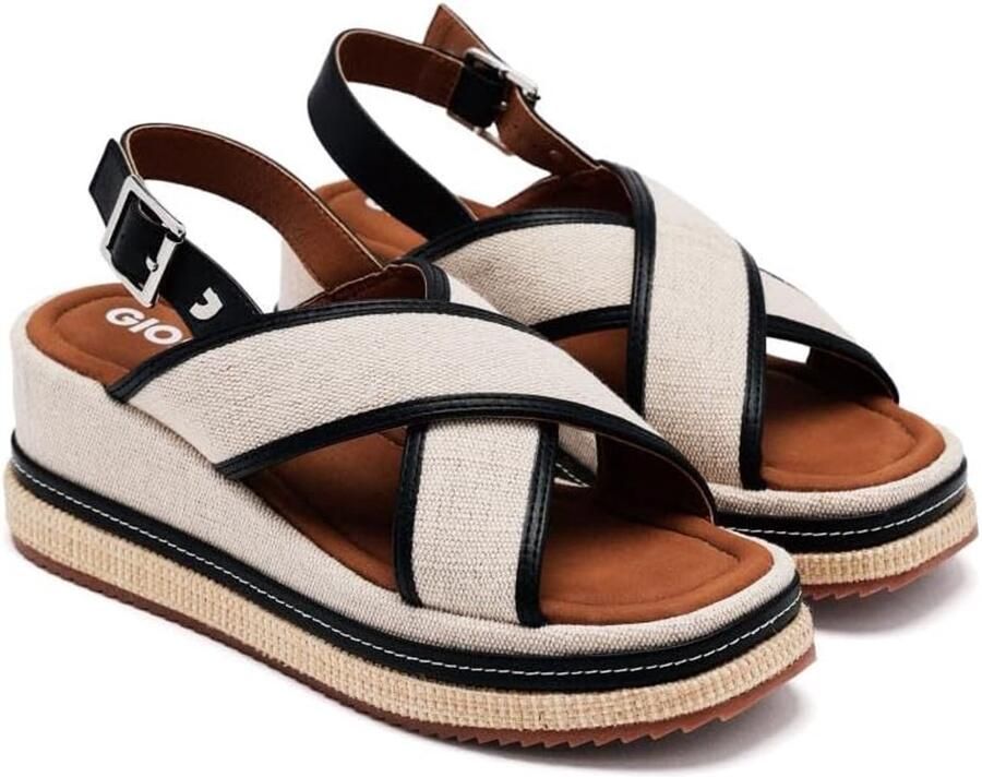 Dames Wedge Sandalen met Enkelband Zwart
