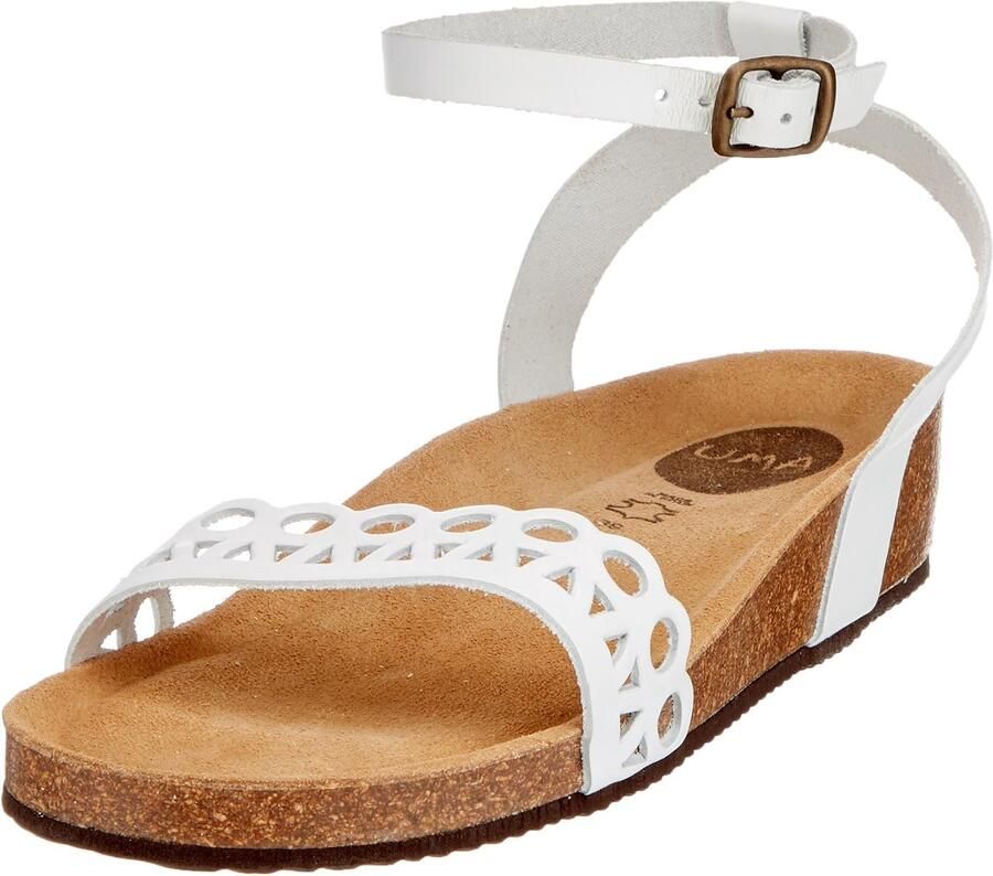 Dames Wedge Sandalen met Gesp Wit Leer