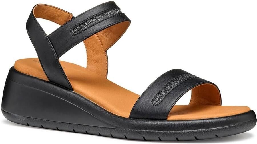 Dames Wedge Sandalen met Gesp Zwart