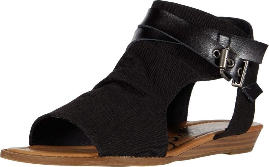 Dames Wedge Sandalen met Enkelband Zwart