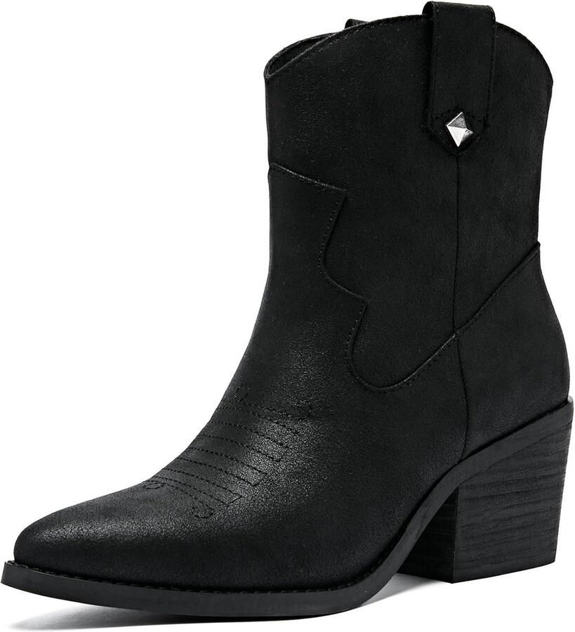 Dames Western Cowboy Laarzen met Dikke Hak Klassieke Cowgirl Laarzen