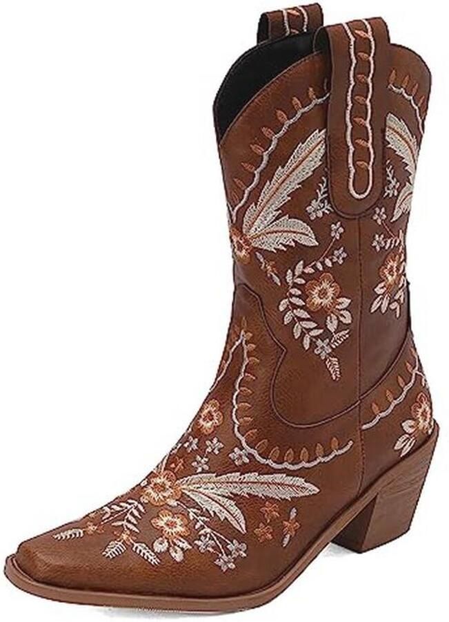 Dames Western Cowboy Werk Laarzen met Borduursels