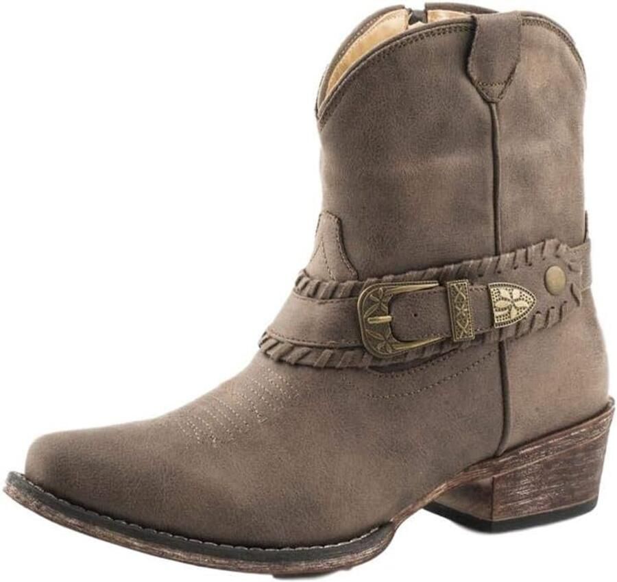 Dames Western Enkellaarsjes Suède-look met Gespdetails