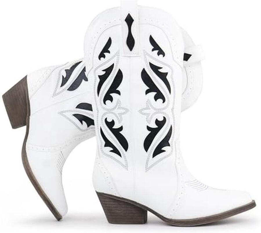 Dames Westernlaarzen Cowboylaarzen met Borduurwerk Kuitlang met Blokhak