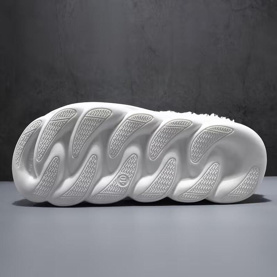 Dames Winter Clogs met Bont Warme Antislip Pantoffels voor Binnen & Buiten Wit