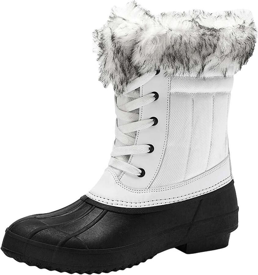 Dames Winter Eend Laarzen Waterdichte Regenlaarzen voor Buiten Warme Sneeuwlaarzen