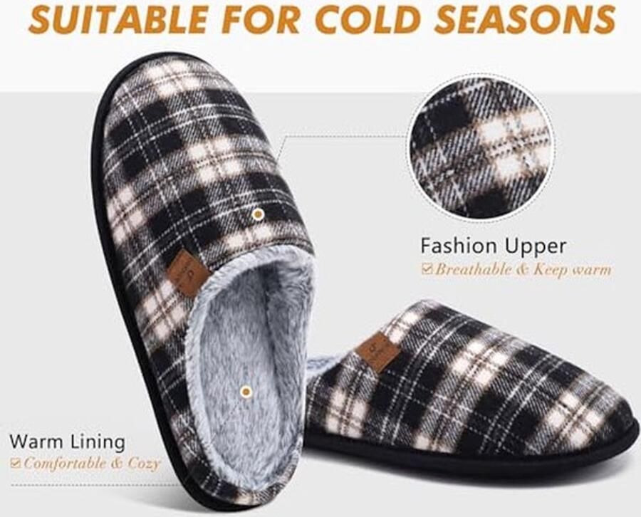 Dames Winter Slippers Gevoerd met Pluche Zwart Wit