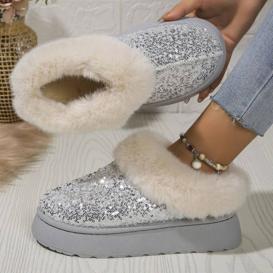 Dames Winter Snowboots 2024 Korte Pluche Chelsea Enkellaarzen met Bont Suède Plateau Flats Warme Casual Schoenen Modieuze Winter Laarzen Botas Dames
