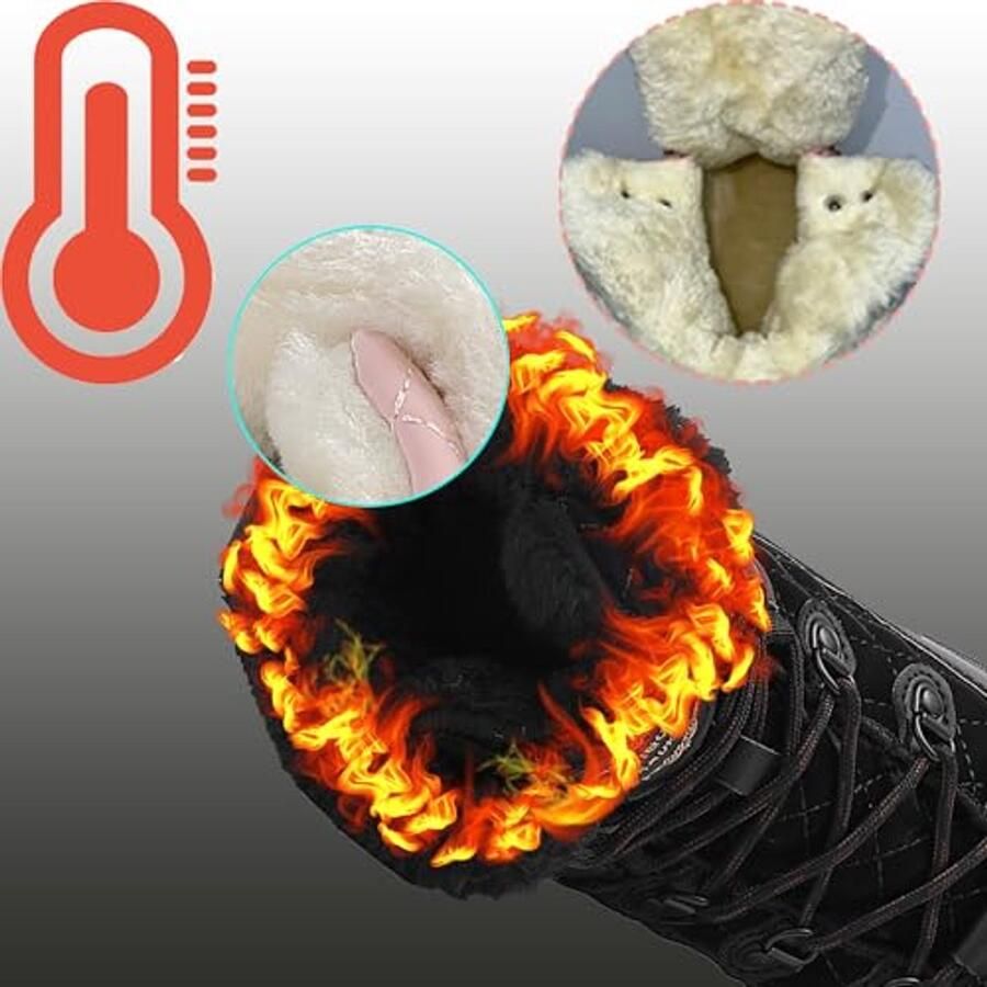 Dames Winterlaarzen met Bontvoering Waterdichte Wandelschoenen en Sneeuwlaarzen