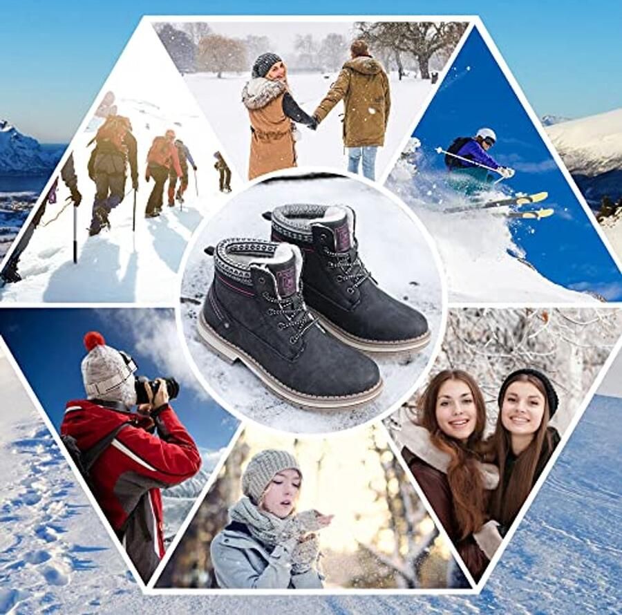 Dames Winterlaarzen met Bontvoering Waterdichte Wandelschoenen voor de Winter Comfortabele Boots