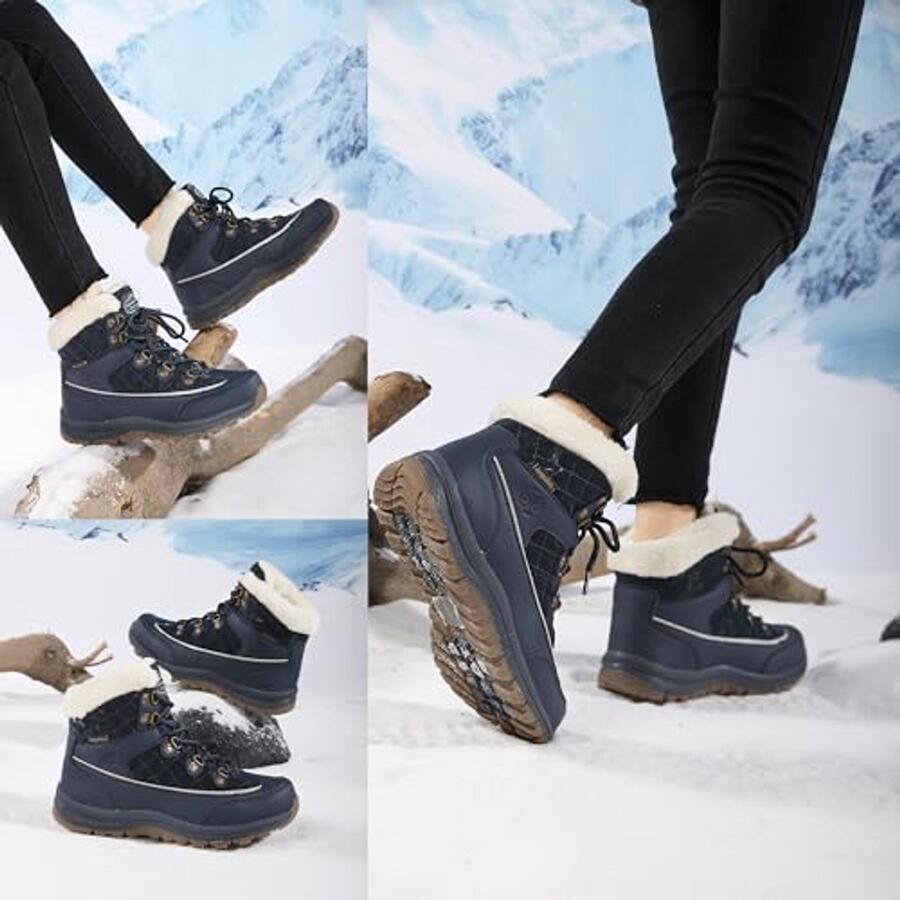 Dames winterlaarzen met bontvoering waterdichte wandelschoenen voor in de sneeuw