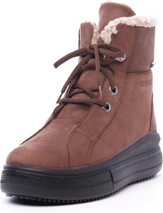 Dames Winterlaarzen van Leer Warme Laarzen met Kunstbontvoering Antislip Zool Winterboots voor Vrouwen