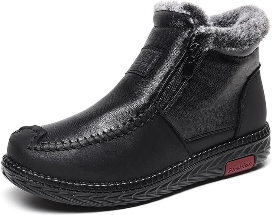 Dames Winterlaarzen Warme Snowboots Buiten Wandelen Antislip Rubberzool Zwart