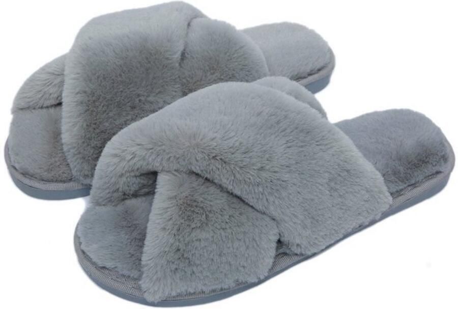 Dames winterpantoffels Antislip comfortabele katoenen pantoffels Dames winterpantoffels met open neus Crossover pantoffels voor thuis 42 43 geschikt voor een voetlengte van ongeveer Meet alstublieft uw voetlengte