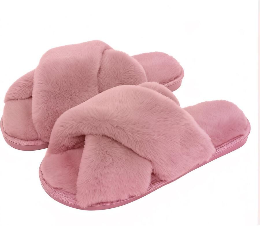 Dames winterpantoffels Pantoffels met traagschuim Antislip comfortabele katoenen pantoffels Dames winterpantoffels met open neus Crossover pantoffels voor thuis Geschikt voor binnen buiten