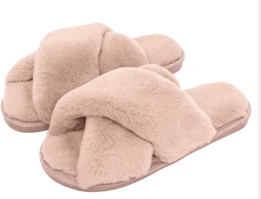 Dames winterpantoffels Antislip comfortabele katoenen pantoffels Dames winterpantoffels met open neus Crossover pantoffels voor thuis 36 37 geschikt voor een voetlengte van ongeveer Meet alstublieft uw voetlengte