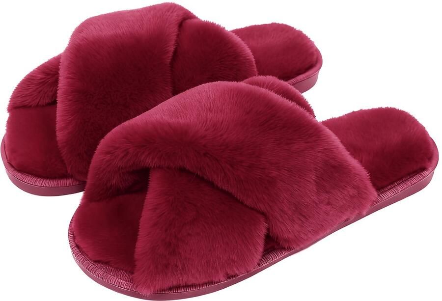 Dames winterpantoffels Antislip comfortabele katoenen pantoffels Dames winterpantoffels met open neus Crossover pantoffels voor thuis 42 43 geschikt voor een voetlengte van ongeveer Meet alstublieft uw voetlengte